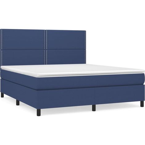 Maison Exclusive - Cama box spring con colchón tela azul 180x200 (1/5)