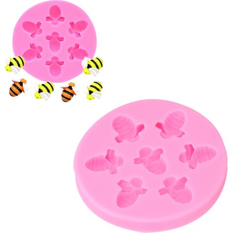 Moule à Gâteau en Silicone Alimentaire en Forme d'Abeille - Rose - Accessoire de Décoration et DIY pour Pâtisserie (1/5)