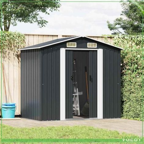 Abri de stockage pour jardin - FAFEICY - 47028 - Anthracite - Acier galvanisé - 204x132x186 cm (1/5)