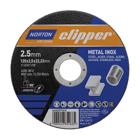Trennscheibe  D125x2,5mm  Tipo 41  Metal-Inox Bohr.22,23mm  NORTON CLIPPER (1/2)