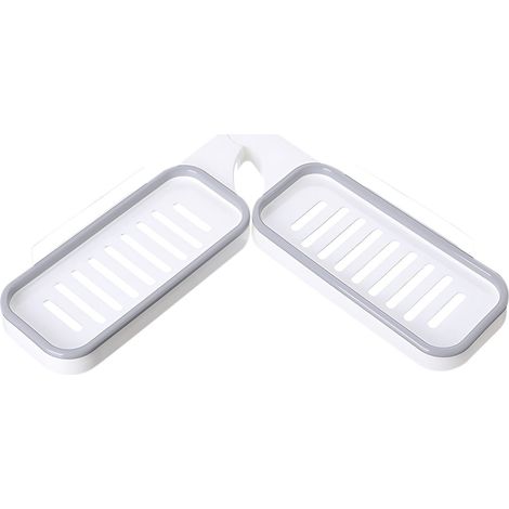Etagère D'Angle - Support Mural Sans Perçage - Pour Salle De Bains Et Cuisine - Réglable En Hauteur - 1 Pièce (1/2)