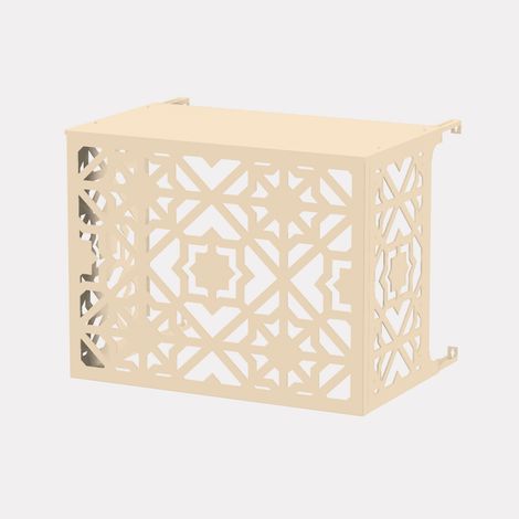 Cache climatiseur - Zelligue Cache climatiseur - Zelligue - Fixation murale - Ivoire RAL 1015 - Taille S (H 70 x L 90 x P 50-74 cm) (1/5)