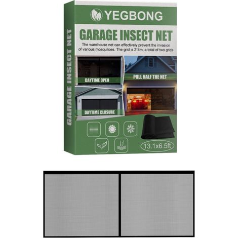 1 Rideau de garage magnétique, moustiquaire lourde, fixation velcro, protection insectes et soleil, pour double garage (1/5)