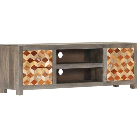 TV-Schrank Grau 120x30x40 cm Massivholz Mango