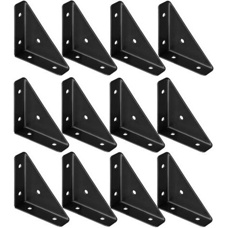 12 Stück Universelle Winkelverbinder, Winkel, Dreieckige Winkelhalterungen aus schwarzem Metall, Möbelverbinder aus Holz, für Möbel Schränke Stühle Tische Verbindung