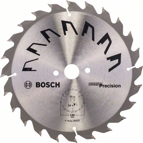 Bosch 2609256866 Précision Lame de scie circulaire 24 dents carbure Diamètre 190 mm alésage/alésage avec bague de réduction 20/16 Largeur de coupe 2,5 mm (1/2)