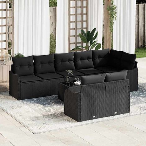 Set Divano da Giardino con archiviazione 9 pcs Nero polyrattan vidaXL (1/5)