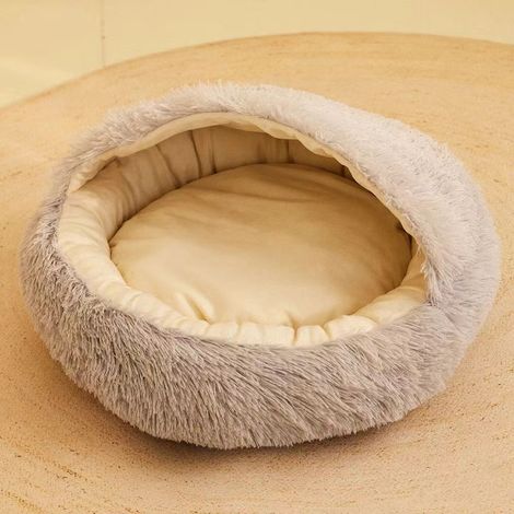 Panier pour Chat Moelleux Anti Stress Extra Doux Lit Apaisant pour Chien Canapé XL Confortable Lavable Maison, Coussin,Antidérapant (50cm,gris) (1/5)