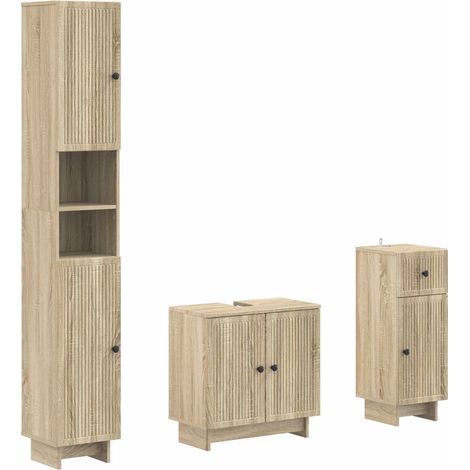 Maison Exclusive - Set di armadietti da bagno in 3 pezzi EDE Rovere Sonoma (1/5)