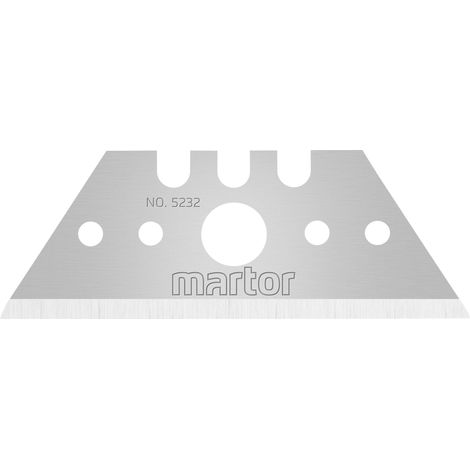Lot de 10 lames trapézoïdales en acier – Affûtage bilatéral – 53x19x0,63mm – Coupe nette pour carton, cuir et plastique – Martor