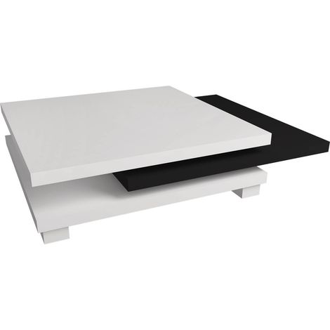 Tavolino "Elena" - 80 x 80 x 32 cm - Bianco / Nero