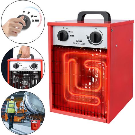 Elektro-Konvektoren 5kw Heizlüfter Elektroheizung mit 4 Heizstufen, Elektroheizer Heizluefter Heizstrahler mit Thermostat Heizgeraet Heizgebläse, HENGMEI