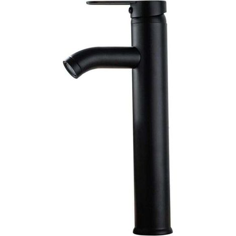 Waschtischarmatur, Warm- und Kaltwasserhahn, Waschtisch aus schwarz verzinktem Edelstahl, Aufsatzwaschbecken - Crezuo