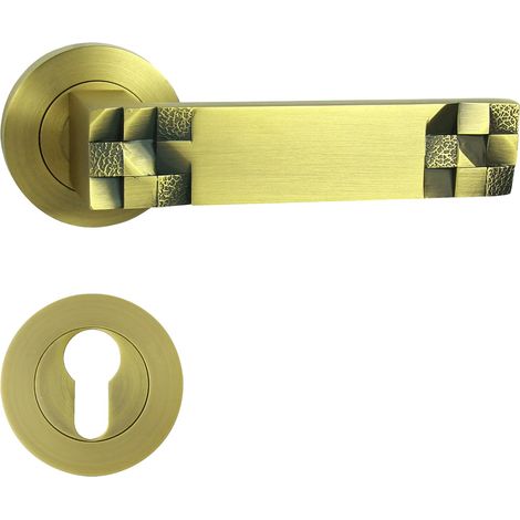 DOMINO Poignée de porte TORO R M3 Matt PZ Poignée avec plaque PZ pour cylindre profilé Bronze mat (1/5)