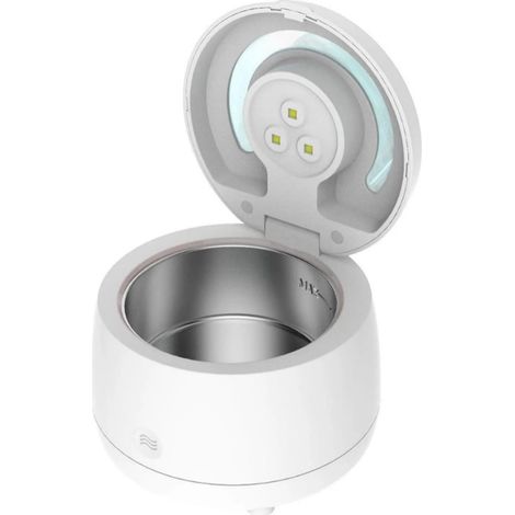 Limpiador ultrasónico de 43 kHz, adecuado para la limpieza ultrasónica de dentaduras postizas, retenedores, aparatos de ortodoncia, prótesis dentales, cabezales de cepillos de dientes y joyas (blanco) (1/5)