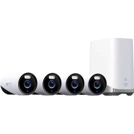eufy Security eufyCam E330 (Pro) kit 4 telecamere, telecamere esterni 4K, registraz, 24/7, plug-in, NVR Wi-Fi, disco rigido 1 TB incluso, 10 canali, archiv. locale, nessun costo mensile (1/5)