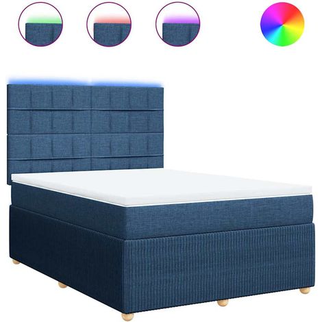 Maison Exclusive - Sommier à lattes de lit avec matelas Bleu 140x190 cm Tissu (1/5)