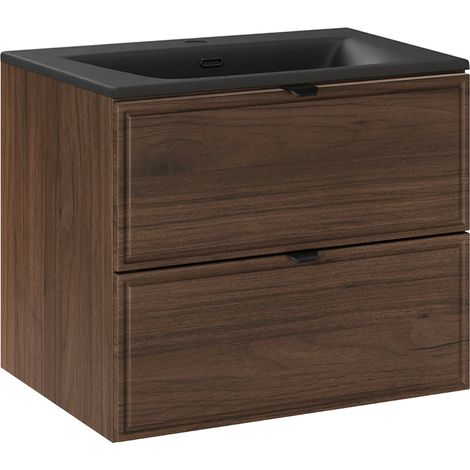 Mueble lavabo Elias 60cm Madera oscura - Lavabo negro (1/4)