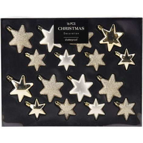 16tlg Weihnachtskugel Set Sterne Champagner-CAN303150-Campagner (1/3)