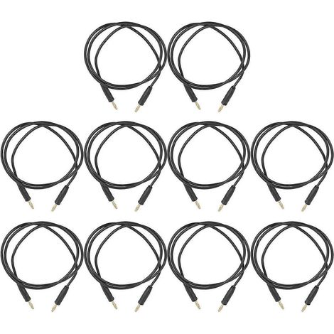 10er-Set Bananenstecker-Messleitungen, Stecker auf Stecker, vergoldetes, vernickeltes Messing, Schweißanschluss J.70003, 4 mm, schwarz