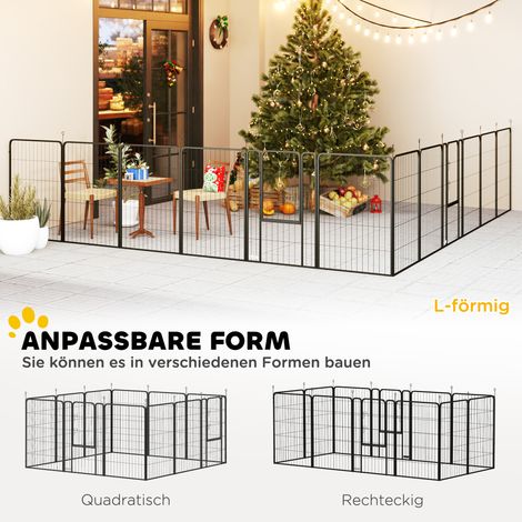 Parc pour chiots 12 pièces, enclos flexible pliable avec 12 panneaux grillagés, porte, piquets de sol, bâche de protection, hauteur 100 cm (1/5)