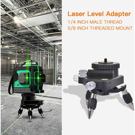 VURAHOME - Adaptateur de niveau laser, support de réglage de rotation de la base 360 pour connecteur de trépied de mesure d'interface 1/4 ou 5/8 pouces, monture filetée, base pivotante fine actionné (1/5)