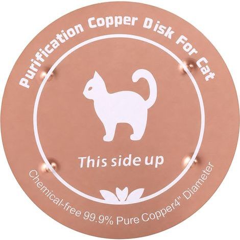 Disque en Cuivre Gamelle d'eau pour Chat, Disque Purification Automatique 10cm Diamètre avec Support à 4 Points Utilisable Toute l'Année pour Les Gamelles d'eau des Animaux Compagnie (1/5)