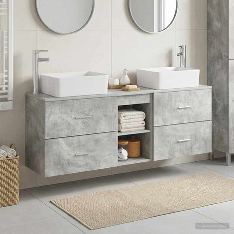 vidaXL Bathroom Cabinet Set 3 pcs Concrete Grey 136 x 35 x 80 cm (1/5)