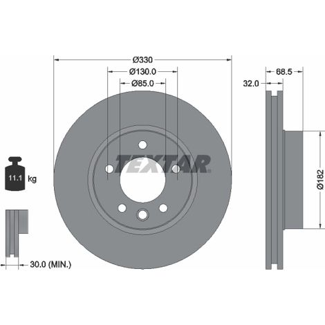 Disque de frein Textar 92121605 PORSCHE 7L6615302D 7L6615302J 7L6615302N