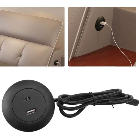 Einbaubarer USB-Multiport-Hub mit Schnellladefunktion, USB-A- und USB-C-Anschlüssen, für Sofa, Tisch, Nachttisch, Marke Maxi-Burger, BX-5, ABS Weiß, 5 V 2 A 10 W (1/5)