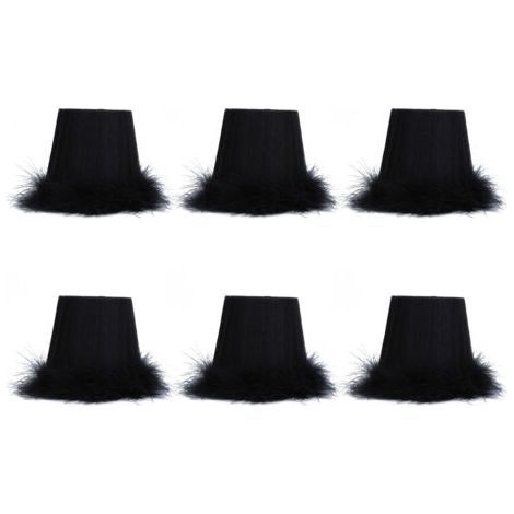 Lot de 6 abat-jour en tissu avec bordure en plumes pour suspension, accessoires de décoration lumineuse pour lustre. (1/5)