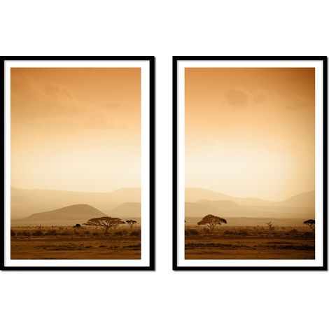 POSTERS CON FOTOS EN MARCO 53x73cm Díptico Conjunto de 2 cuadros Montañas Boho P2164 (1/3)