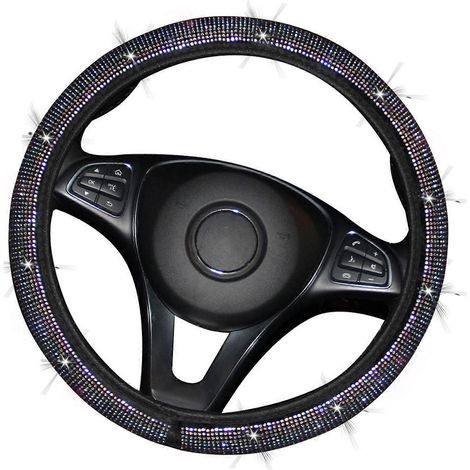 Lenkradbezug, elastisch, Kristall-Diamant-Design, komfortabler Griff, rutschfest, universell für 37 bis 38 Zoll (1/5)