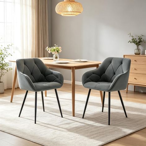 Chaise de salle à manger moderne, lot de 2 sièges avec dossier ergonomique, assise rembourrée confortable, design contemporain pour cuisine et séjour (1/5)