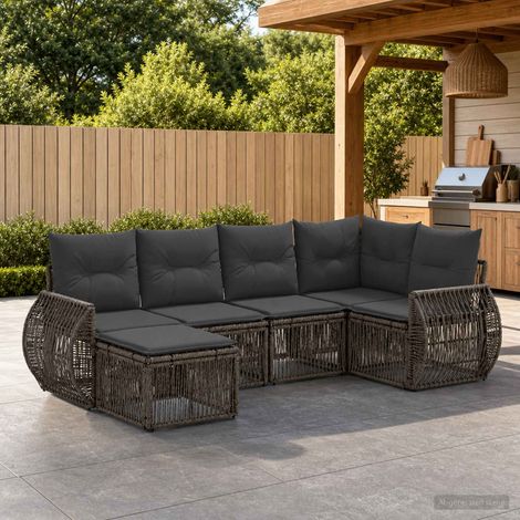 Set Divano da Giardino 6 pcs Grigio e Grigio Scuro polyrattan vidaXL (1/5)