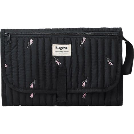 Matelas à langer portable, matelas à langer de voyage pour nouveau-nés, sac à langer matelassé avec poche pour lingettes (1/5)