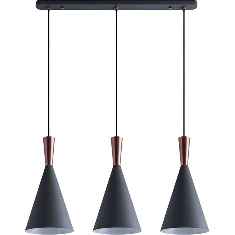 Paco Home Pendelleuchte Hängelampe Esszimmer Esstischlampe 1,5m Textilkabel KürzbarÃ18,5cm  Grau-Kupfer,  3-flammig + Leuchtmittel ST64 Klar