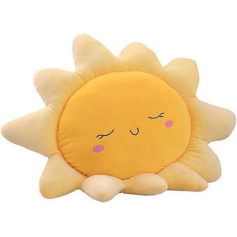 Sonnenförmiges Kissen, niedliches Sitzkissen, weiches Plüschkissen zur Heimdekoration, Geburtstagsgeschenk für Kinder und Mädchen (35 cm, gelb) (1/5)