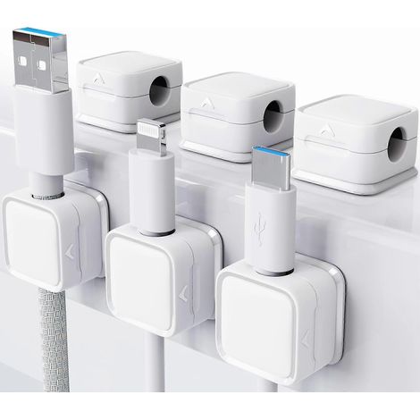 Lot de 3 attaches magnétiques pour câbles, rangement de câbles sous le bureau, organisateur de câbles auto-adhésif pour la maison ou le bureau (1/5)