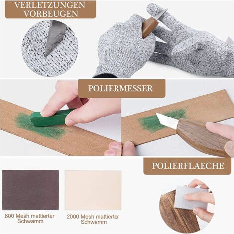 Juego de 15 cinceles para madera – Aleación de cromo vanadio – Mangos ergonómicos de nogal negro – Bolsa de almacenamiento compacta (1/3)