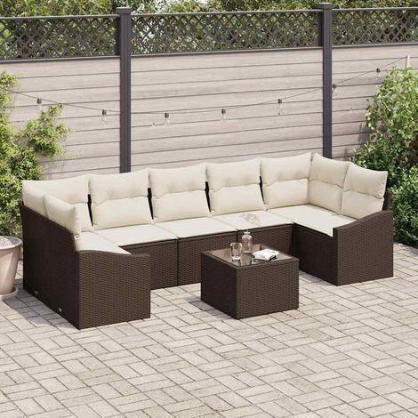 vidaXL Ensemble de Canapés Marron et Crème 55 x 55 x 37 cm polyrotin (1/5)