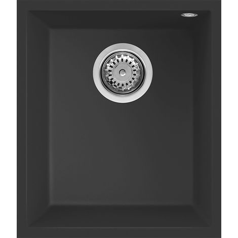 Lavello Elleci Incasso 1 vasca 38x44 Quadra 100 Sottotop Granitek Nero LGQ10040BSO (1/3)