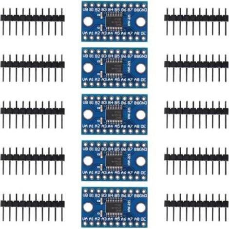 Pack of 5 TXS0108E 8-channel bidirectional high full duplex logic level converters, 3.3V to 5V (1/5)