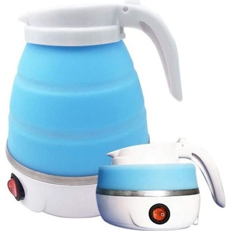 Bouilloire Pliable - Voyage - 0.6L - Silicone Alimentaire - 600w - Portable Bleu (1/4)