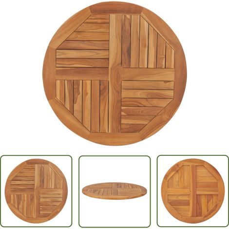 The Living Store Dessus de table Bois de teck solide Rond 2,5 cm 80 cm - Dessus De Table - Plateau De Table - Bois De Teck - Table Ronde - Mobilier Intérieur (1/5)