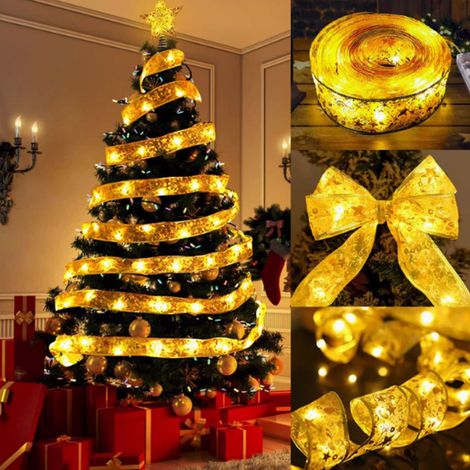Guirlande Lumineuse Pour Arbre De Noël - Ruban Iridescent Avec Lumières À Piles - Décoration Intérieure Festive - 3 M (1/5)