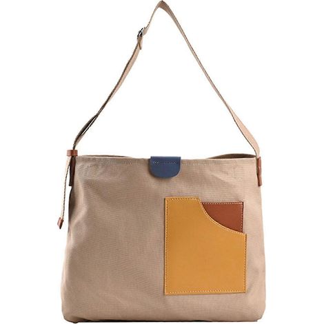 Damen-Schultertasche aus Canvas mit Patchwork-Design und Farbblockmuster, großes Fassungsvermögen, verstellbarer Riemen