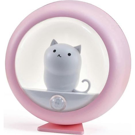 Katzen-Nachtlicht, Bewegungsmelderlampe für den Innenbereich, niedliche Nachttischlampe mit einstellbarer Helligkeit, magnetisch und wiederaufladbar, Kinder-Nachtlicht für Schlafzimmer, Badezimmer, Kl (1/5)
