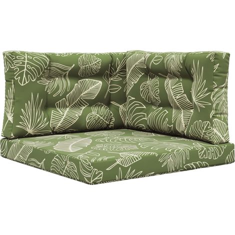 Coussin de canapé d'extérieur 3 pcs Modèle feuille Polyester