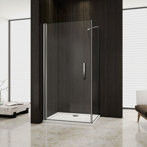 195 cm Box Doccia Angolare Porta Battente con Parete Laterale Fissa Vetro 6 mm Temperato Anticalcare Telaio e Barra Stabilizzatrice Cromato Lucido Misura 70x80 cm (1/5)